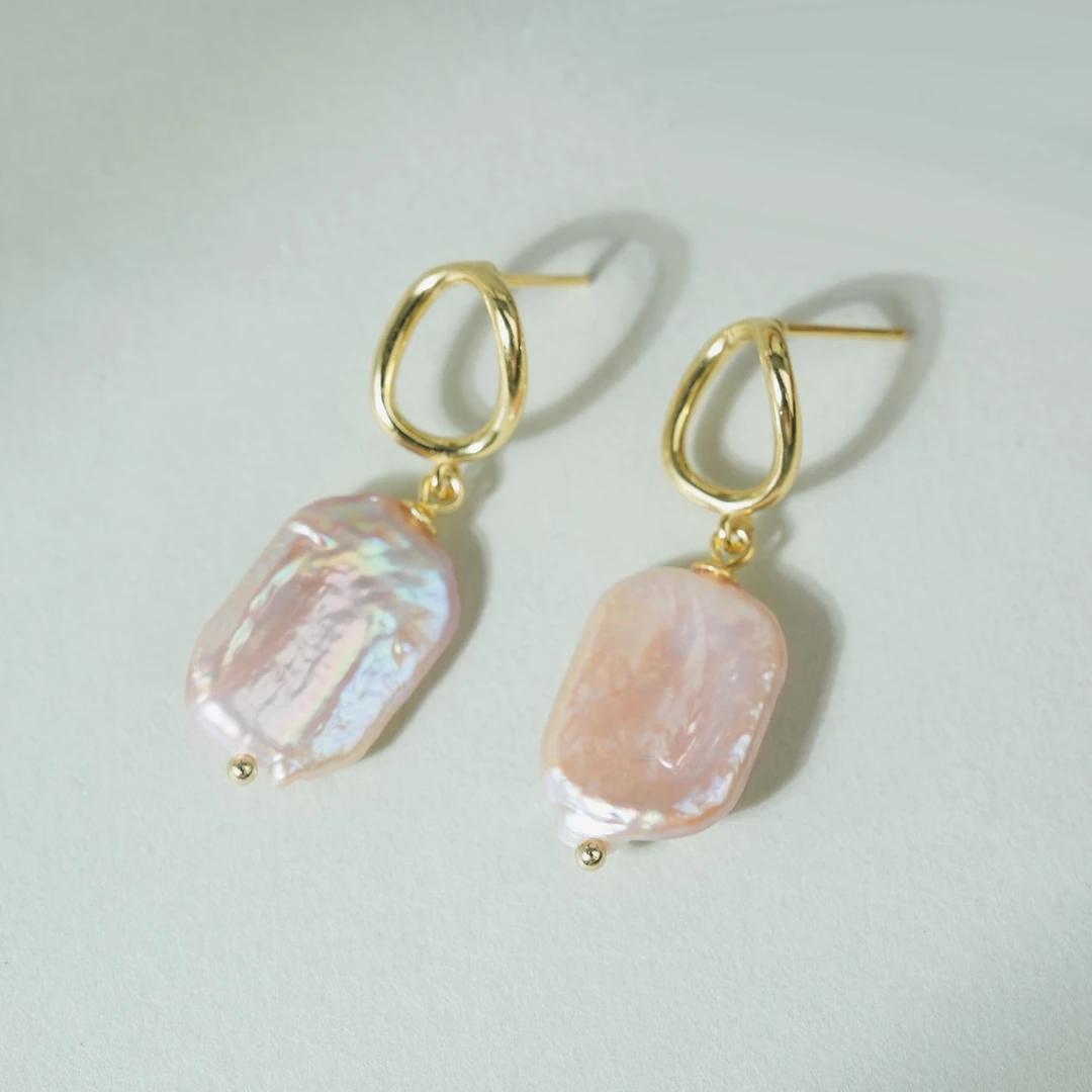 丘梦 E121天然淡水珍珠耳饰曼塔玫瑰巴洛克耳环小众高级感