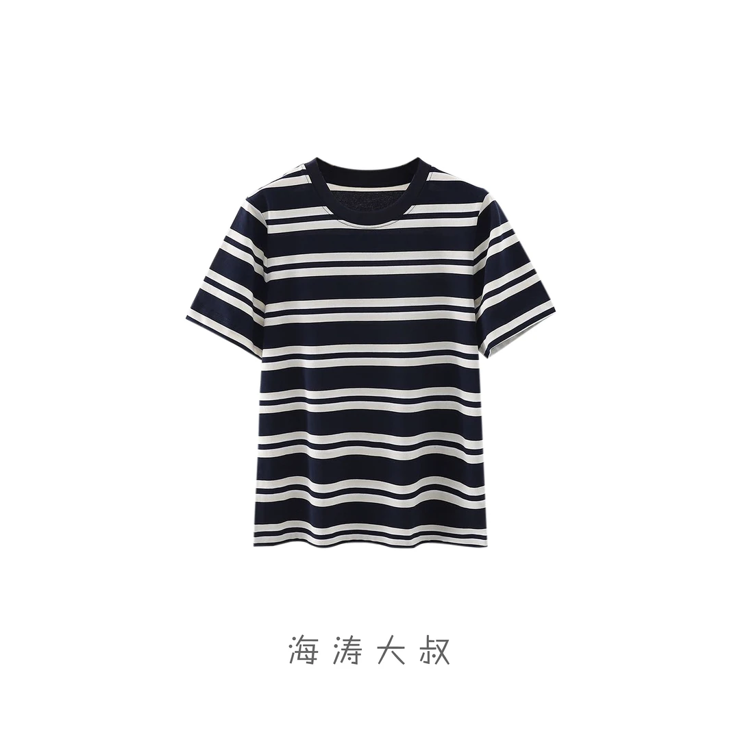 【海涛大叔】C*S简约慵懒宽条纹圆领短袖 VW2582