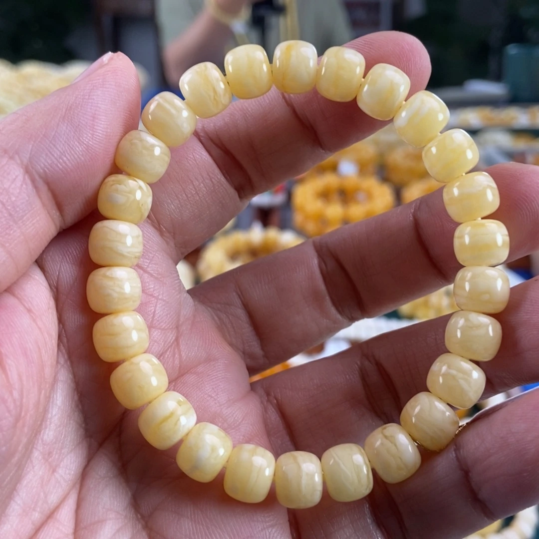 琥珀未镶嵌珠宝奇石9虎皮纹手串11.23