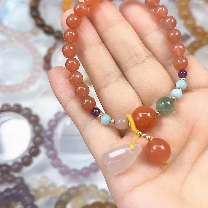 承***诺玛瑙/玉髓合金玛瑙玉髓手链卡十