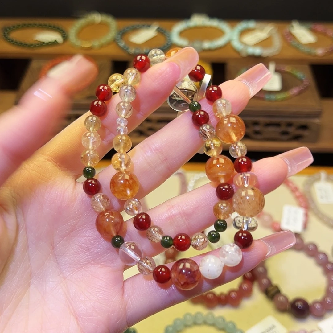 水晶银S925镀金镶嵌手串圣诞夜1520