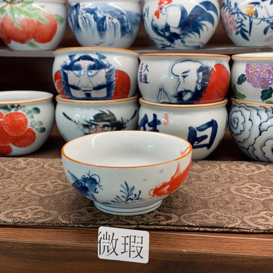 釉下手绘茶具微瑕手工绘制