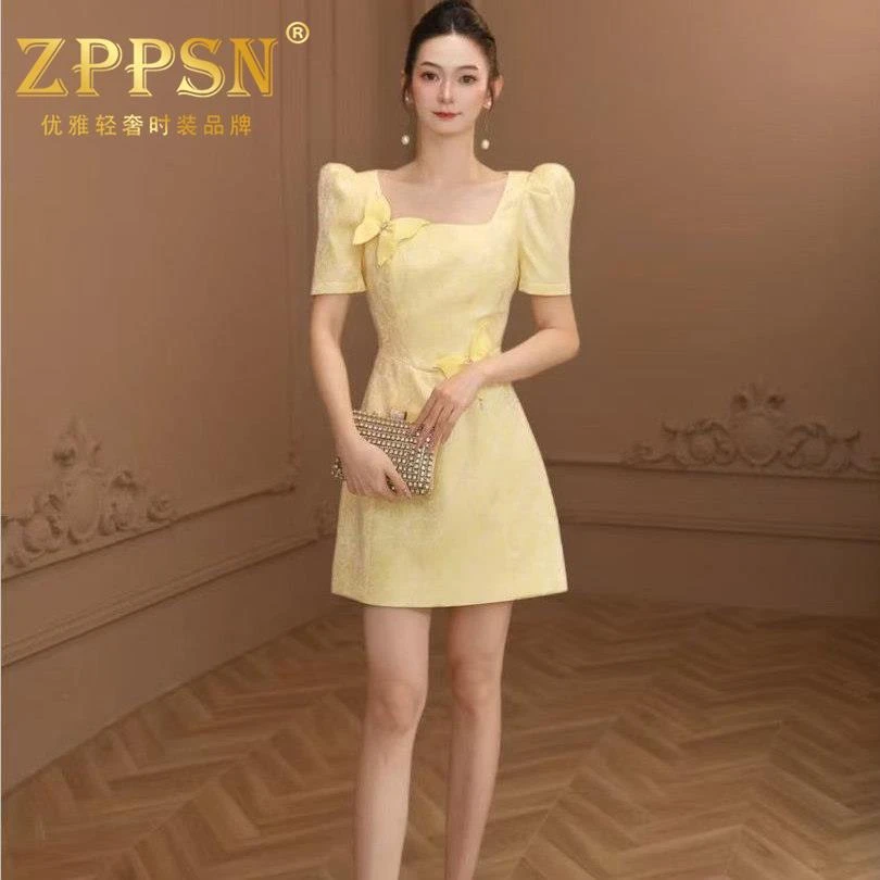 吊带裙ZPPSN2025年夏季新款收腰时装泡泡袖气质名媛感小个子显高