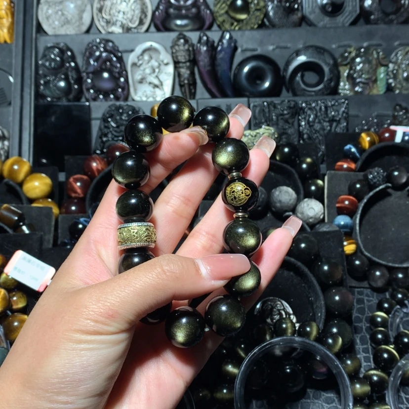 【闪购商品】黑曜岩手串未镶嵌K****p