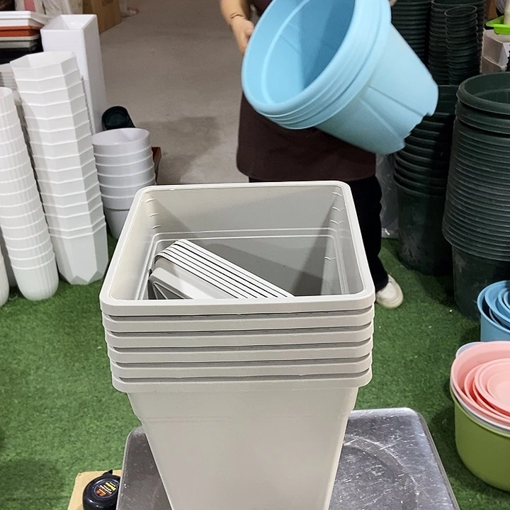 方盆口20高22灰白色带托6只