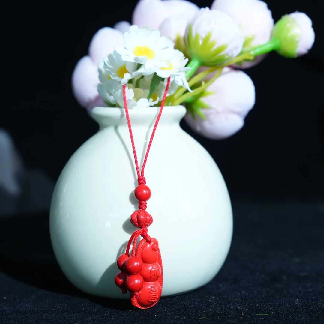 含辰砂工艺品朱砂福豆钥匙链 zs415