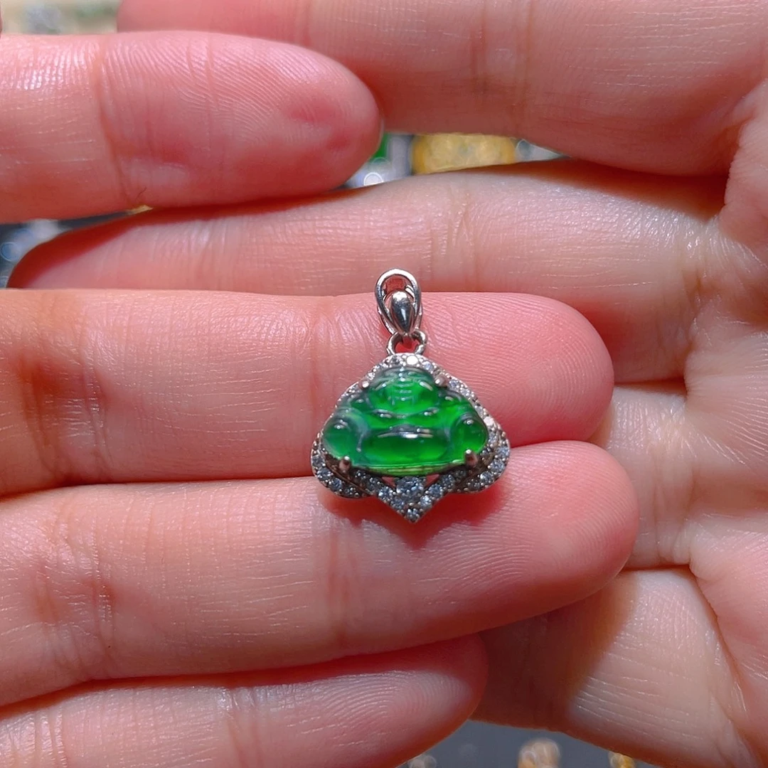 翡翠银S925镶嵌吊坠(不含链)