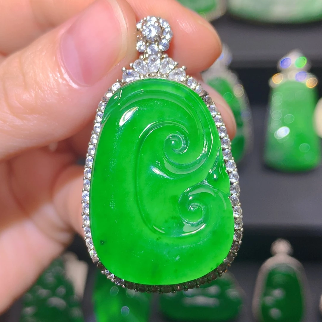 【闪购商品】翡翠银S925镶嵌吊坠(不含链)