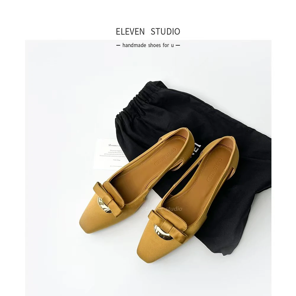 【王11】4CM 优雅真丝蝴蝶结单鞋女内增高晚晚风温柔鞋/轨迹