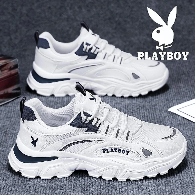 花花公子男鞋2025新款冬季透气网面老爹鞋男增高旅游网面透气男鞋