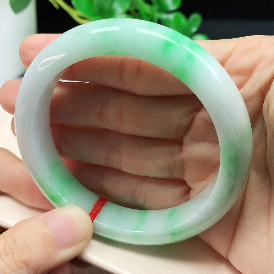 未镶嵌手镯翡翠56.9圈口白底青310