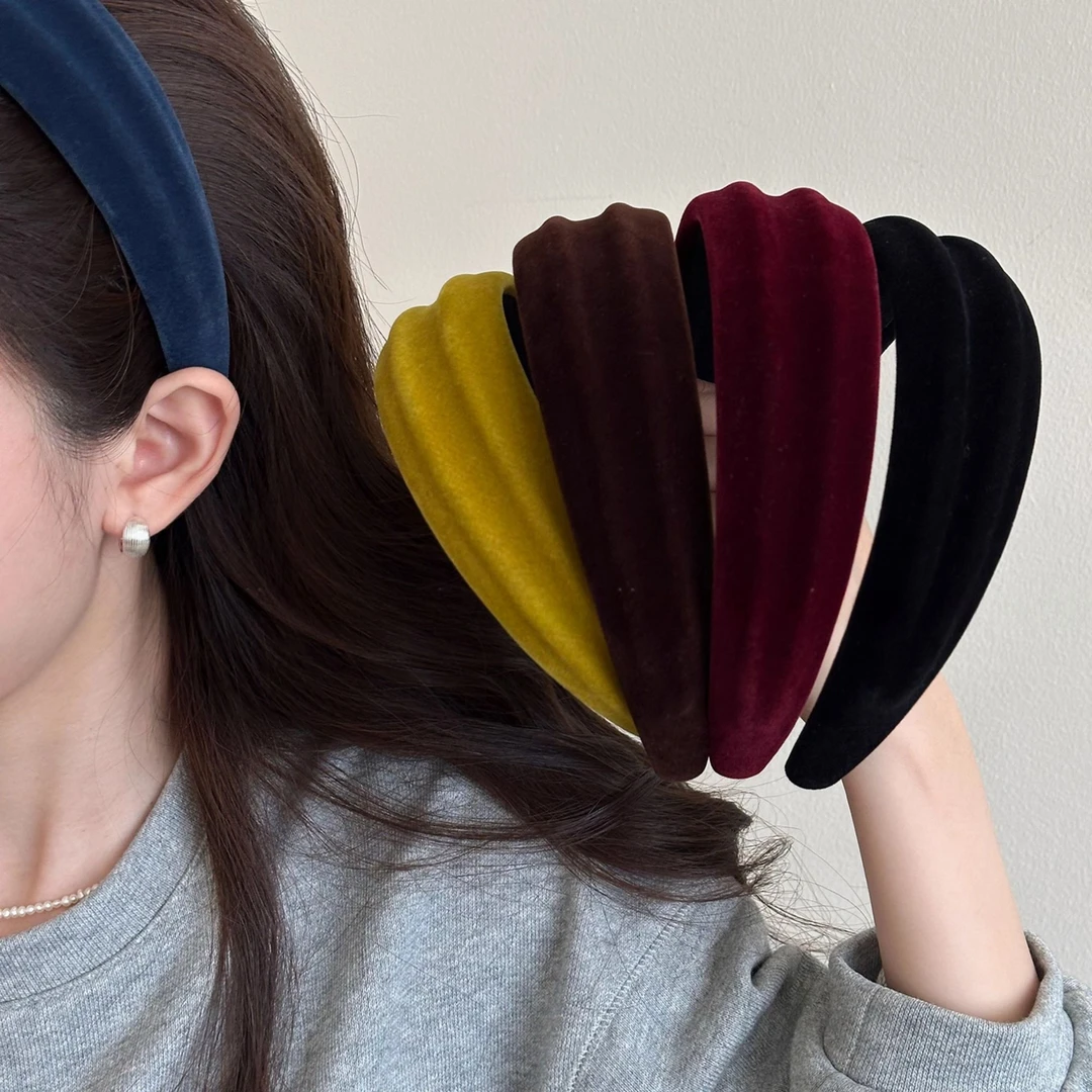 韩版凹凸设计感绒面发箍女高颅顶显脸小头箍气质百搭外出压发发