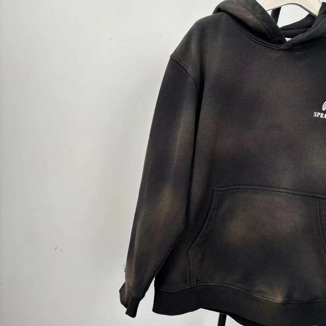 SY 潮牌情侣款印花水洗休闲连帽长袖开衫 33315