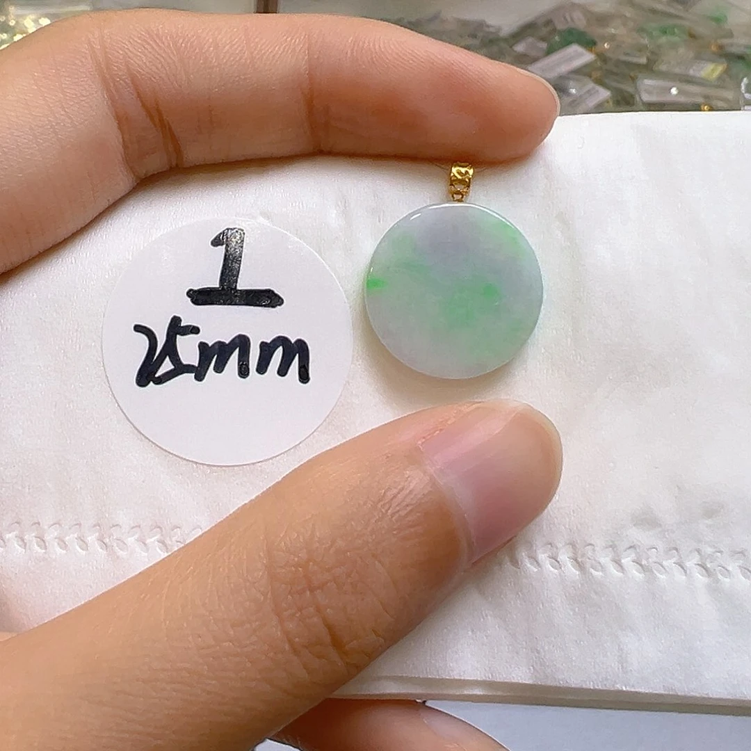 翡翠18K金镶嵌吊坠(不含链)翡翠