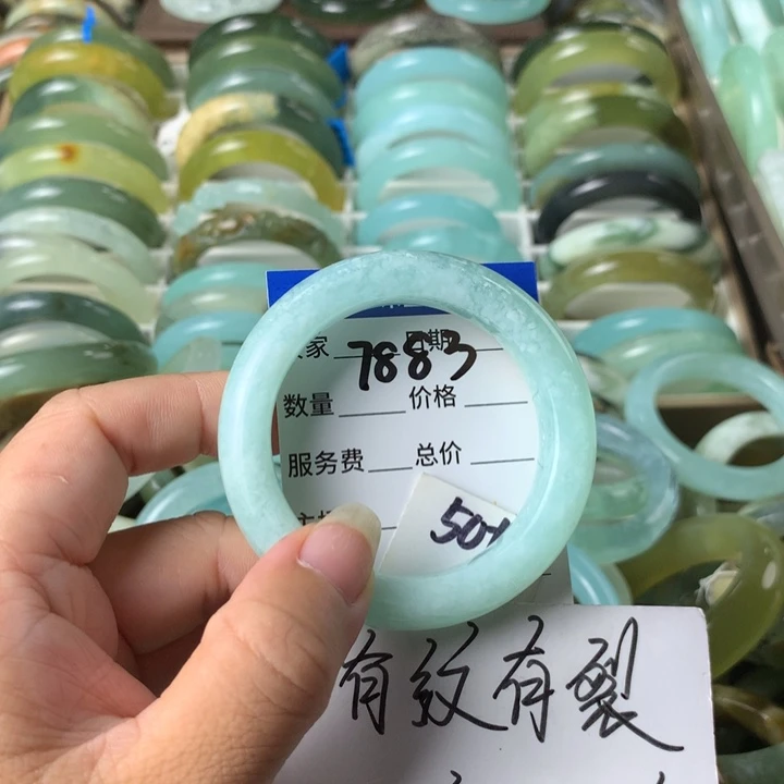 未镶嵌蛇纹石玉手镯7883