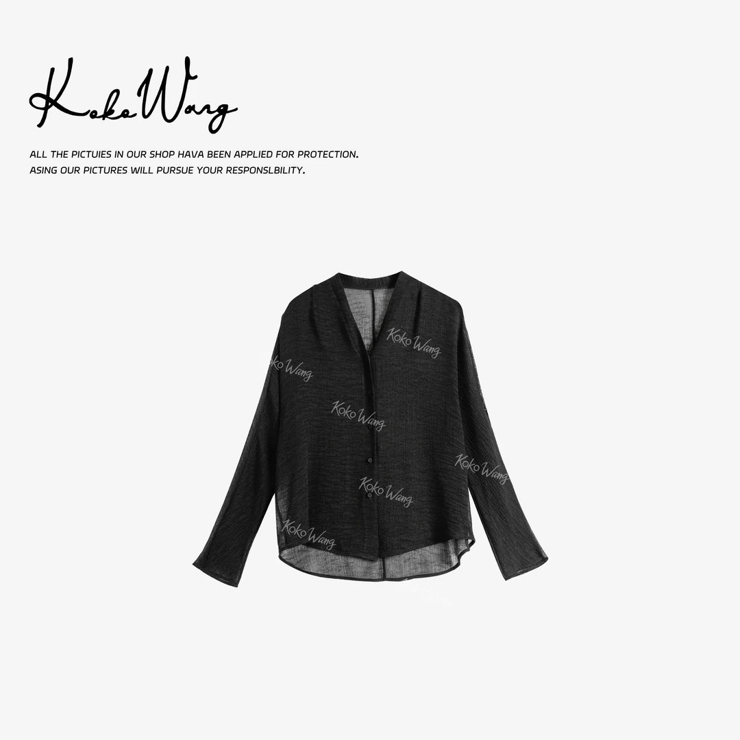 KOKOWANG夏季小防晒显瘦纸片人肌理感三醋酸开衫外套502445D24W41