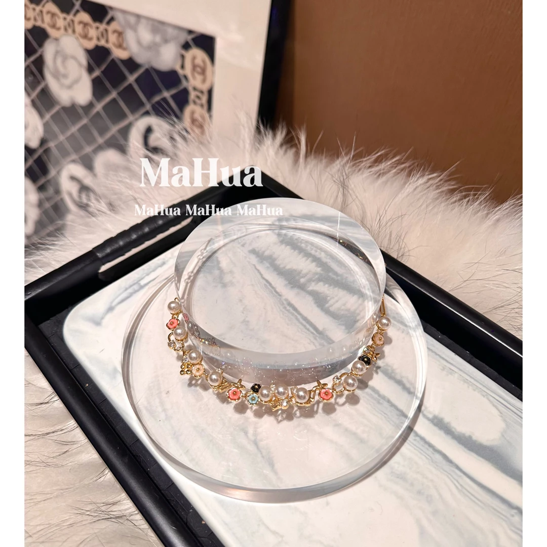 铜合金项链 P1613 七彩十字花项链