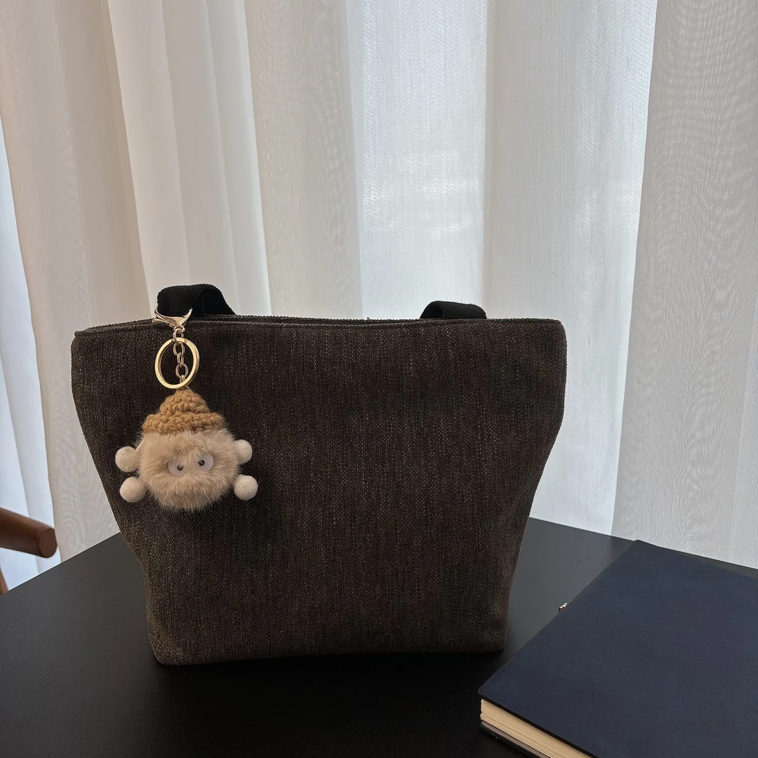 原创小众新款托特包车缝线拉链简约风四季通用通勤包手提包布包