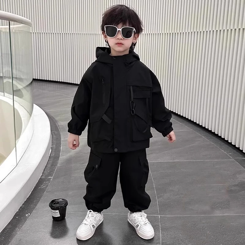痞帅男童套装儿童冲锋衣帅气时髦男孩宝宝男童秋装套装