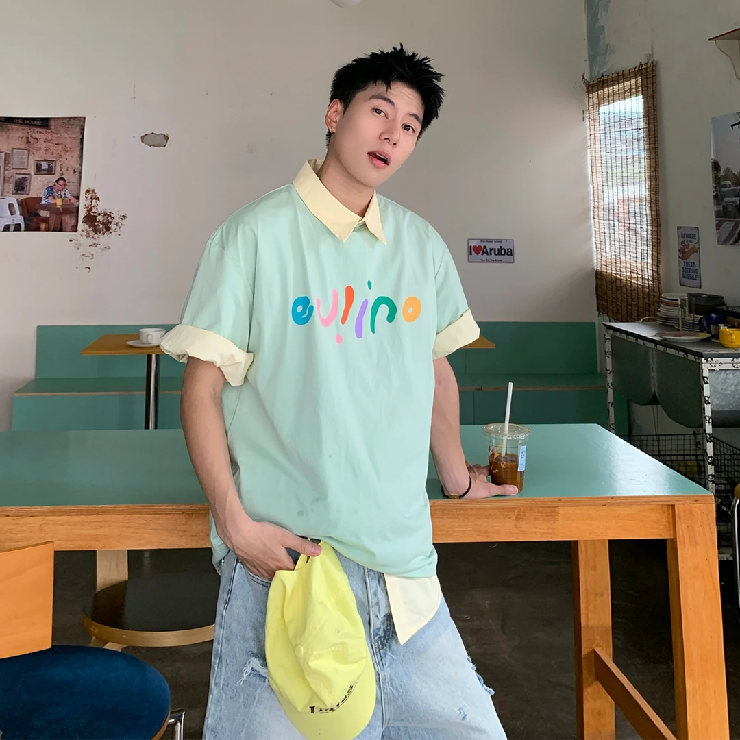 Holocene美式潮牌彩色字母logo印花凉感短袖情侣休闲宽松T恤Y522