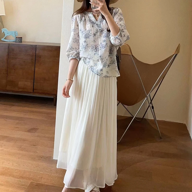 （衣兮天丝苎麻气质小衫）CS2586夏季新款温柔优雅风薄款碎花小衫H