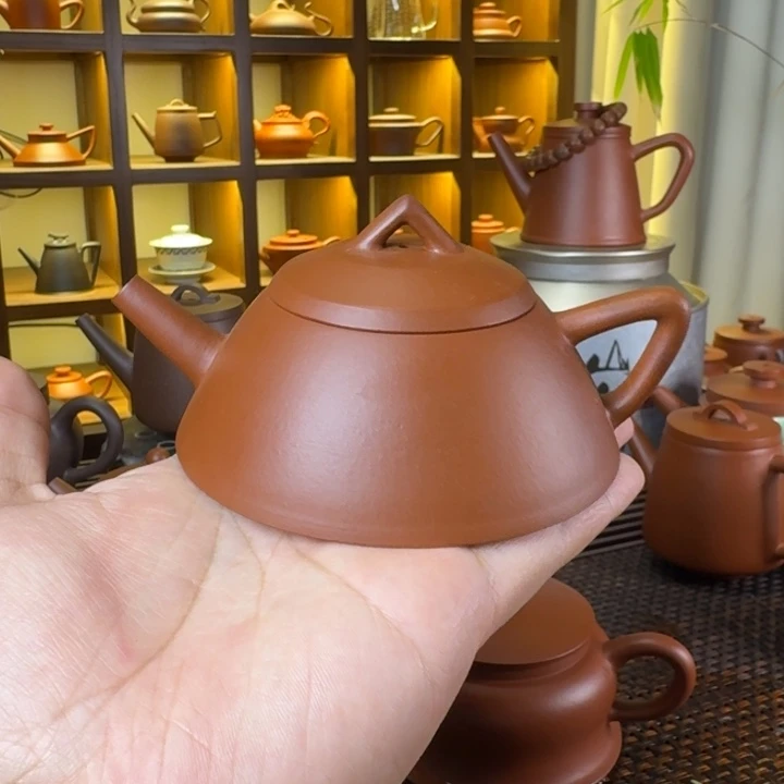茶壶紫砂封釉瑕金三角