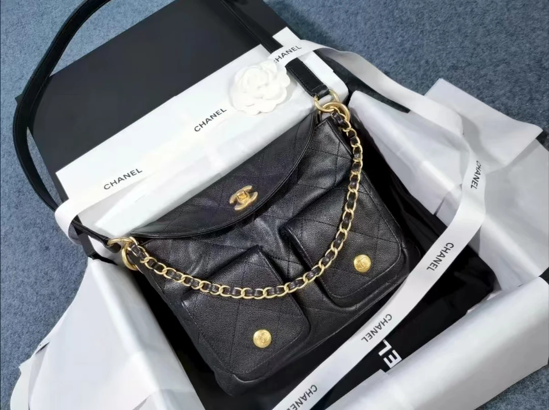 Chanel/香奈儿 【全新代购】25P supple twins鱼子酱牛皮斜挎嬉皮包