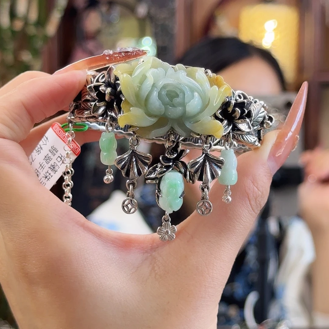 翡翠银S925镶嵌手镯