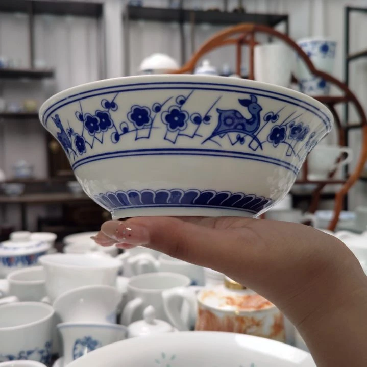 瓷双鹿8寸汤碗两只装