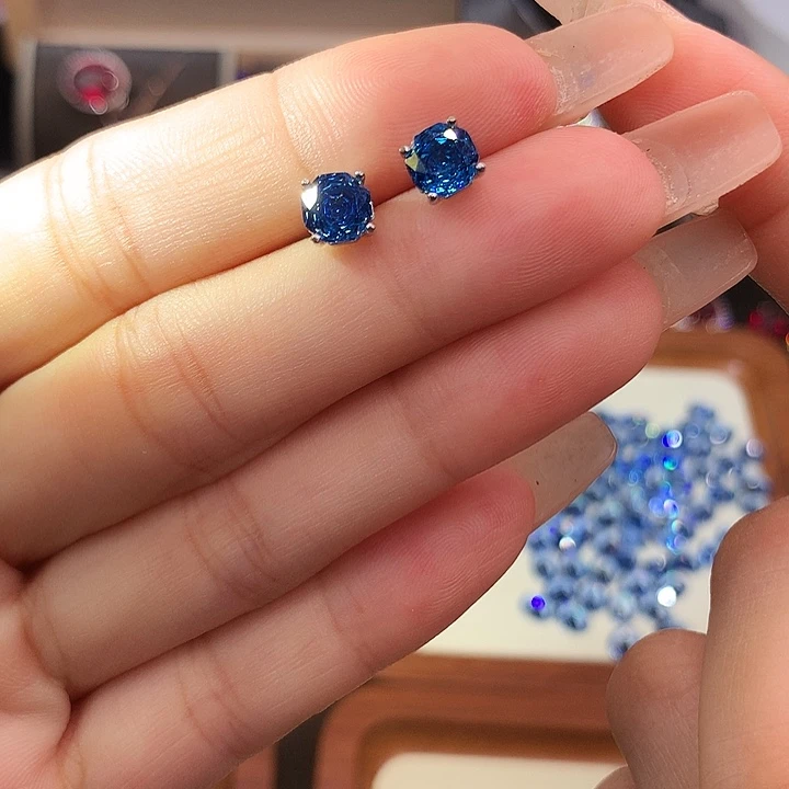 银S925镶嵌耳坠海蓝宝石