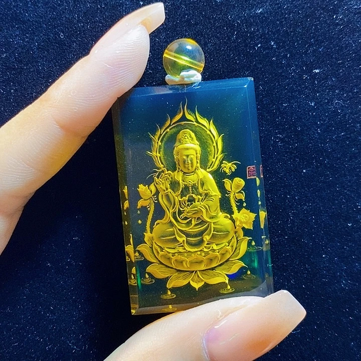 蓝珀未镶嵌珠宝奇石墨西哥蓝珀观音