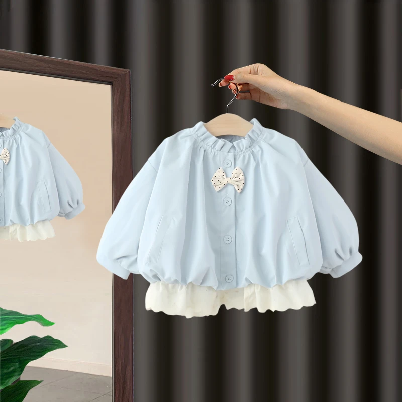 女童外套秋季1-3岁4新款婴儿童宝宝春秋装蝴蝶结韩版时髦洋气风衣