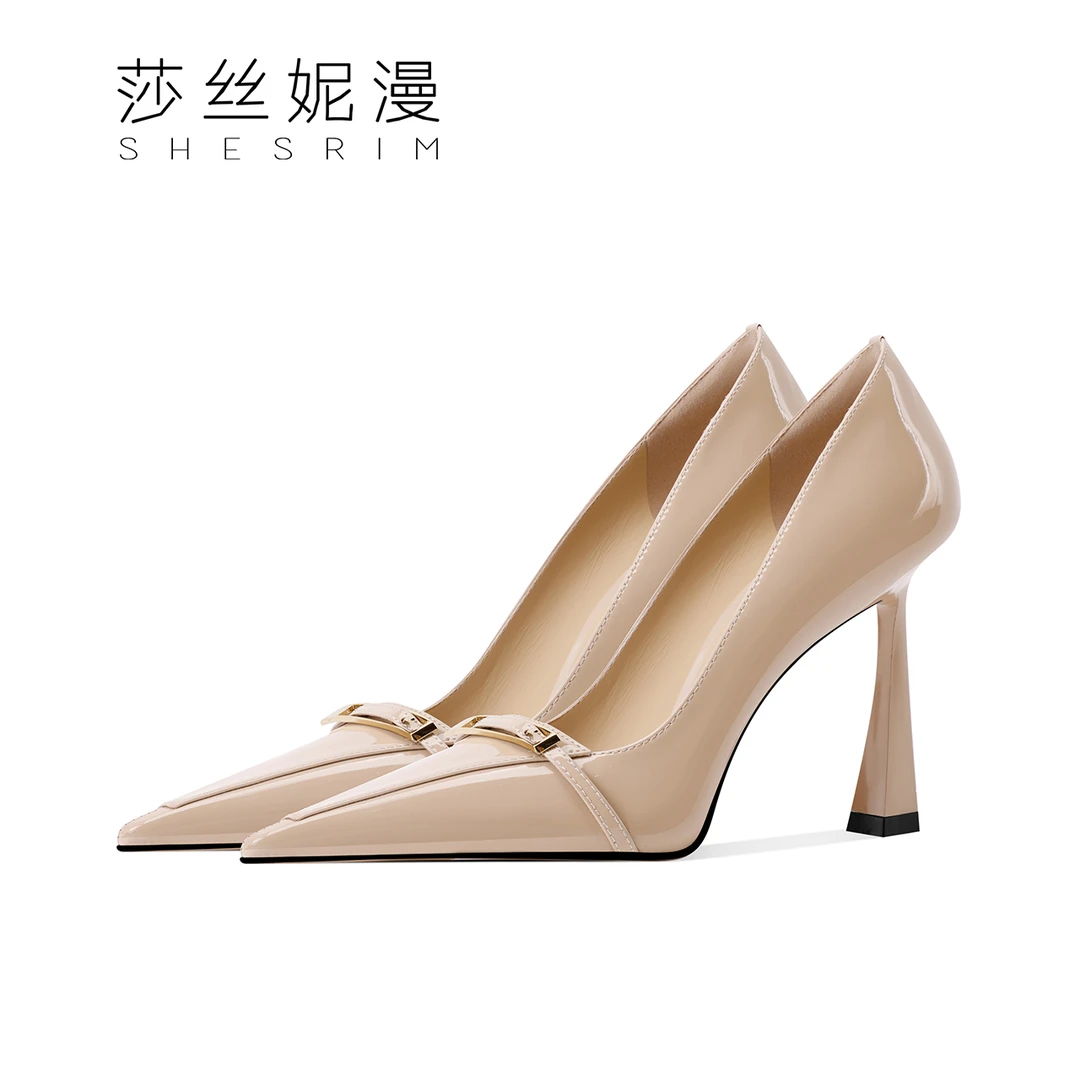 「8cm/6cm」2025初秋上新真皮时尚风女鞋百搭款单鞋浅口细高跟尖头