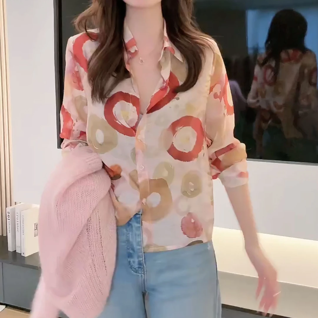 春夏港风气质设计感拼色小衫女人味显白显瘦长袖衬衫女LK2501609