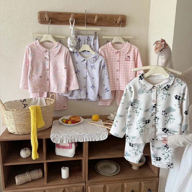 【10A抗菌】羊毛蚕丝儿童秋冬男女童睡衣家居服翻领开衫两件套ddy