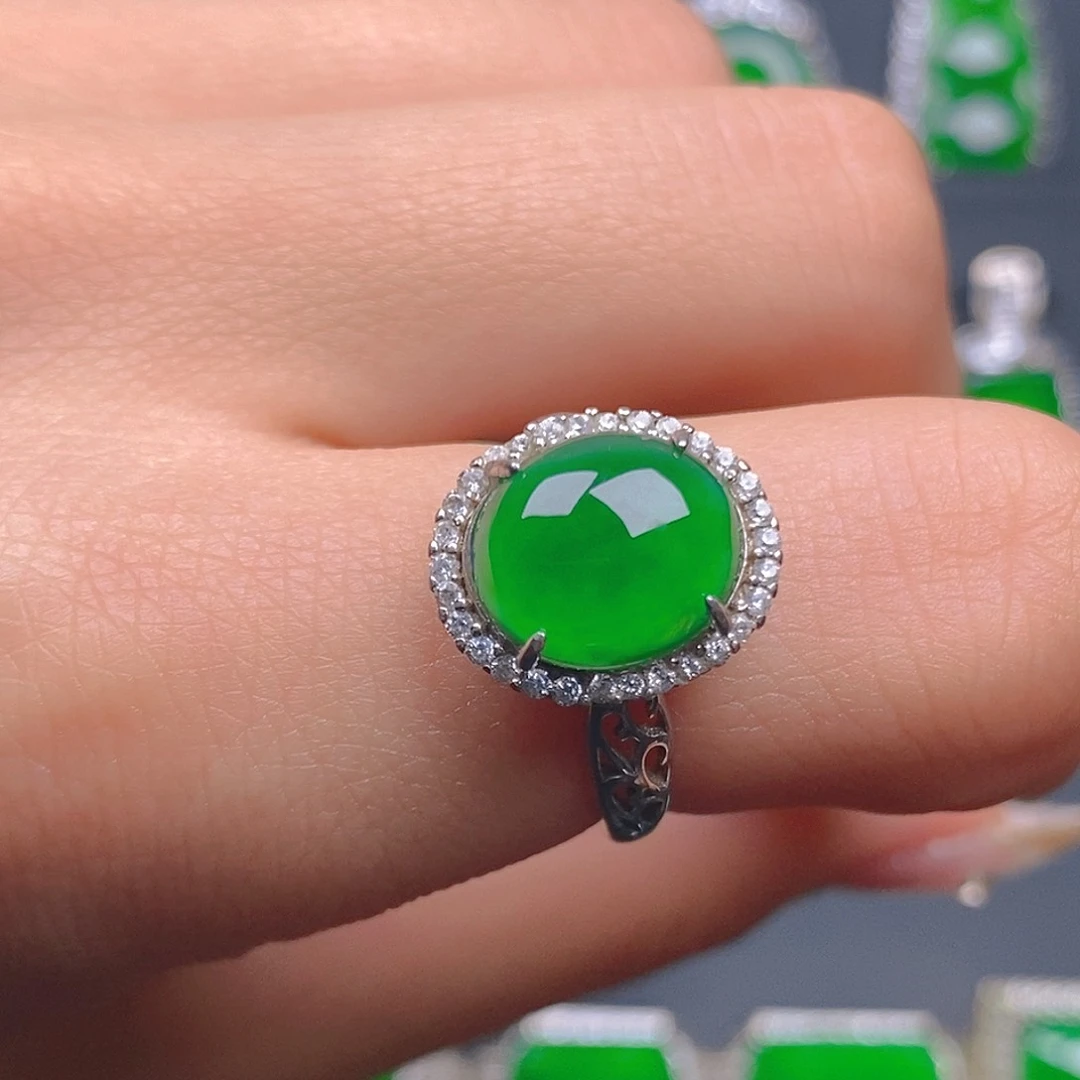 银S925镶嵌戒指翡翠