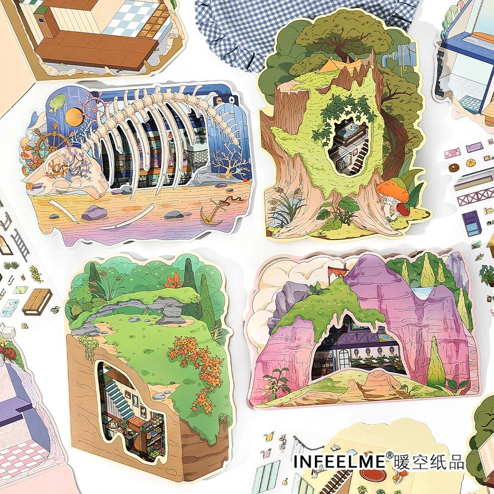 infeel-me我的小屋第7弹造景贴纸微缩堆叠3d立体手工解压diy贴画