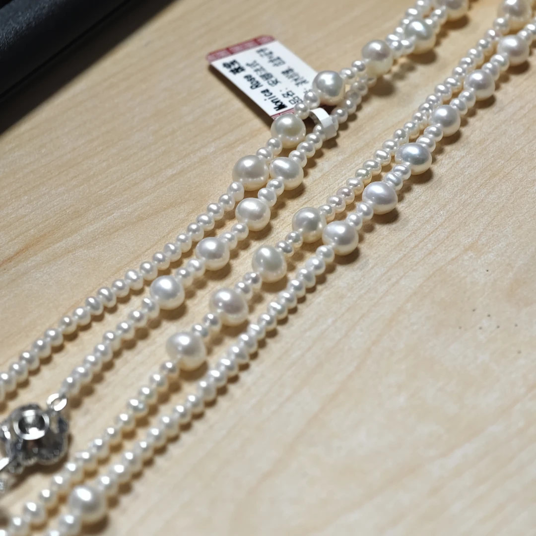 【婕妤孤品6】法式加长淡水无核珍珠毛衣链 玫瑰合金扣头