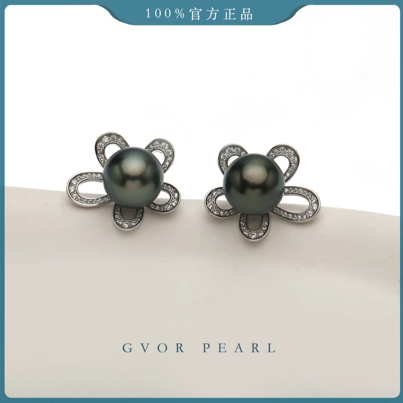正品 新品尝鲜价丨海水大溪地黑珍珠耳钉9-10MM P1161