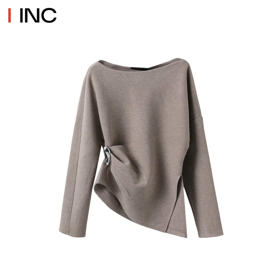 GEORGETTEQ 不对称立体捏褶上衣女25AW秋冬新款长袖打底衫IINC