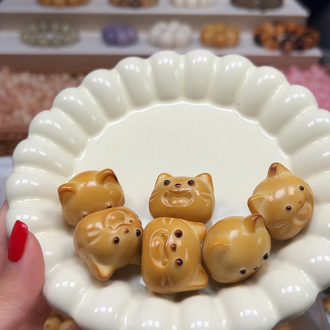 腊***子手串菩提根/象牙果瑕疵龇牙猫6课