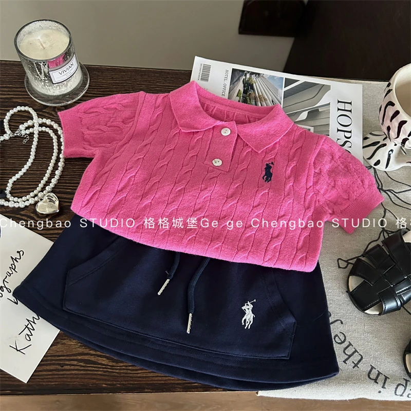 女童夏季短袖套装2025新款时髦女宝宝夏装时髦裙子两件套
