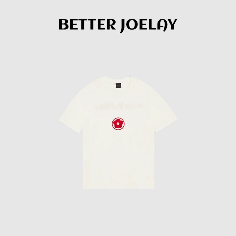 BETTER JOELAY-中版【花儿红】时尚百搭短袖T恤休闲个性简约KH1722