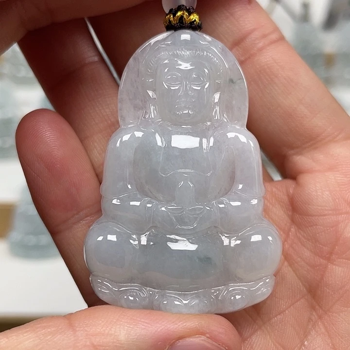 翡翠未镶嵌颈饰天然缅甸翡翠A货观音90号