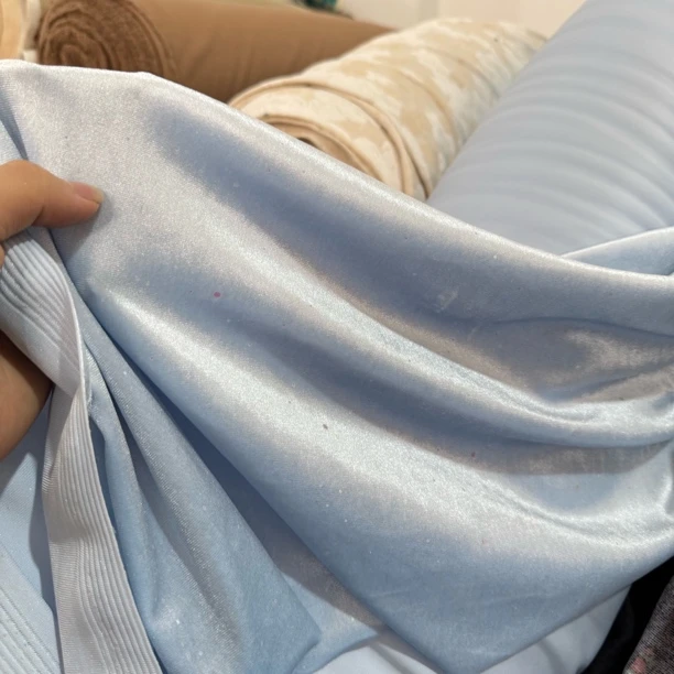 55 七彩满天星烫亮丝天蓝色金丝绒面料3米价