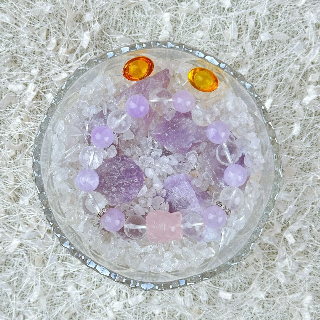 5A白水晶紫玉九尾狐狸手串超仙爆款人见人爱礼物水晶手串