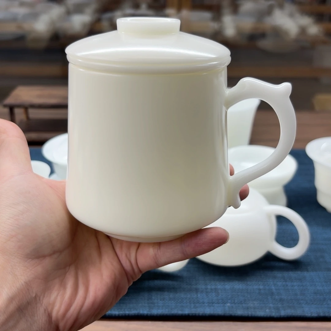 素烧璞玉冰种玉瓷茶具
