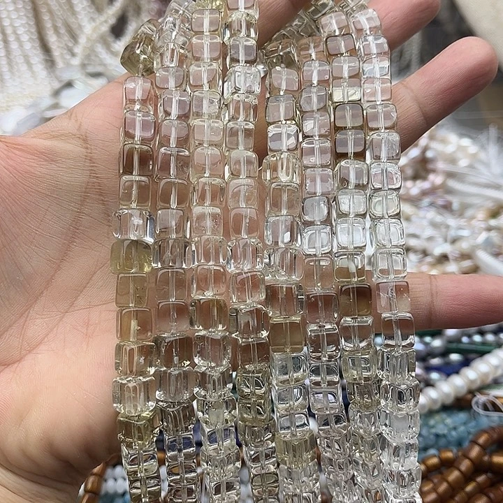 玛瑙/玉髓未镶嵌珠宝半成品一条8mm左右水晶方糖