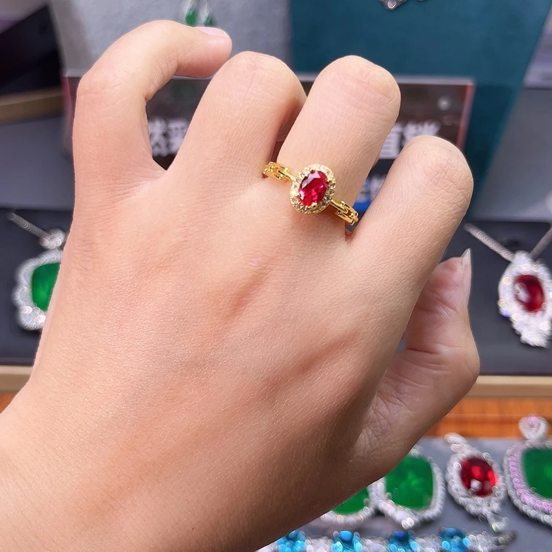 银S925镶嵌戒指红宝石w 79