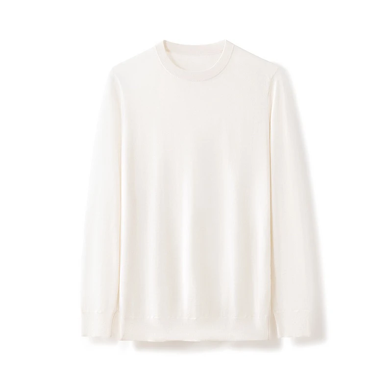 男士精纺100%纯羊绒圆领宽松纯色百搭时尚多色